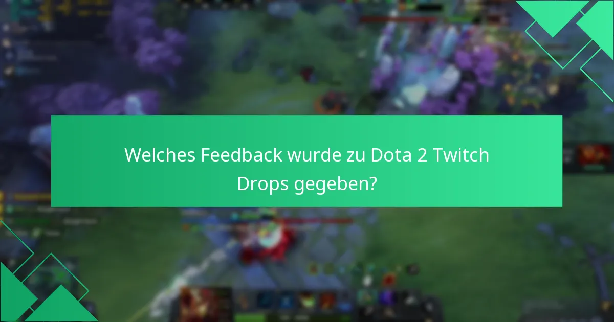 Welches Feedback wurde zu Dota 2 Twitch Drops gegeben?